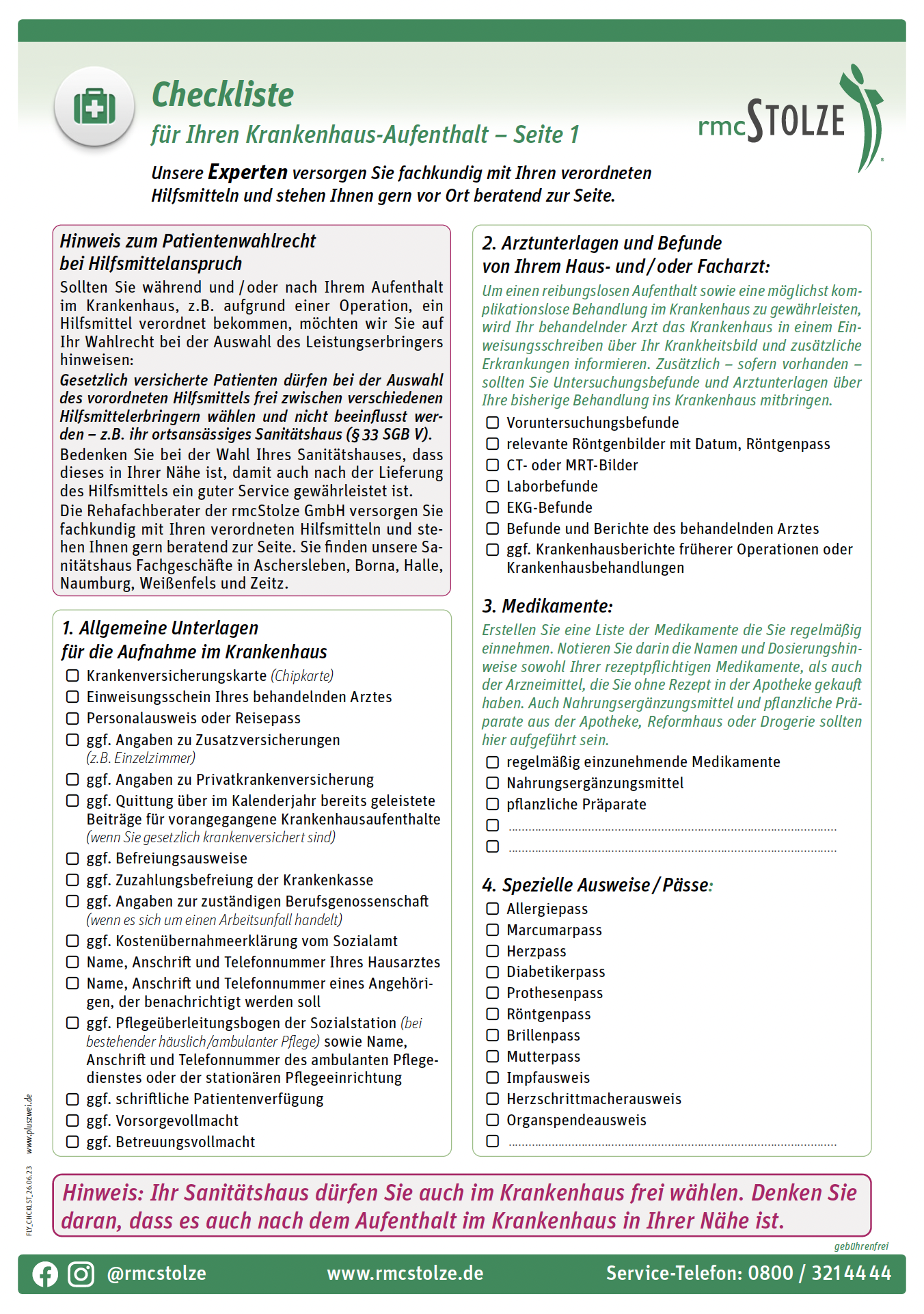 Kostenlose Checkliste Krankenhaus Als Pdf Zum Download – CDKE